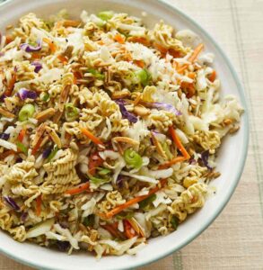 asian salad with ramen noodles and napa cabbage