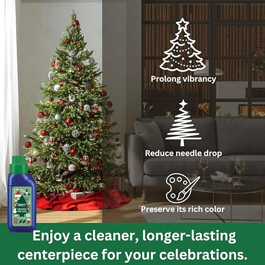 Chrysal Christmas Tree Food — Floral Supplies — Christmas Tree Food Liquid for Pine Tree — Christmas Tree Life Extender — Plants Care for Greener & Stronger Christmas Trees — Christmas Decorations<br><br>