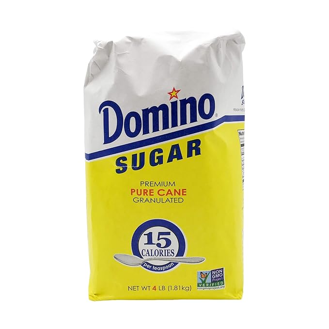 <strong>Brand</strong><br>Domino<br><strong>Item Form</strong><br>Granules<br><strong>Flavor</strong><br>Granulated White<br><strong>Item Weight</strong><br>64 Ounces<br><strong>Package Information</strong><br>Bag<br><br>Extra fine granulated, free-flowing and of the highest quality<br>Premium pure cane sugar<br>This all-purpose sugar is ideal for table use, baking, preserving, canning, and for sweetening beverages<br>Does Not Contain Any of the 8 Major Allergens)